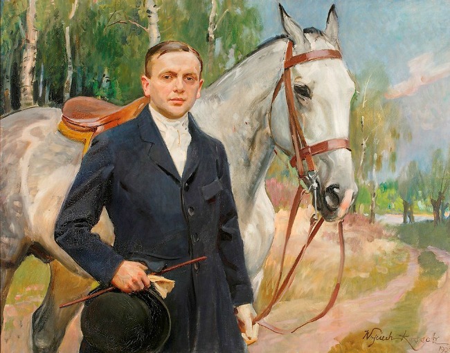 Wojciech Kossak. Portret Bronisława Krystalla z koniem, 1923. MNW